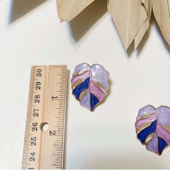 Leaf enamel earrings #58 - Picture 5 of 5